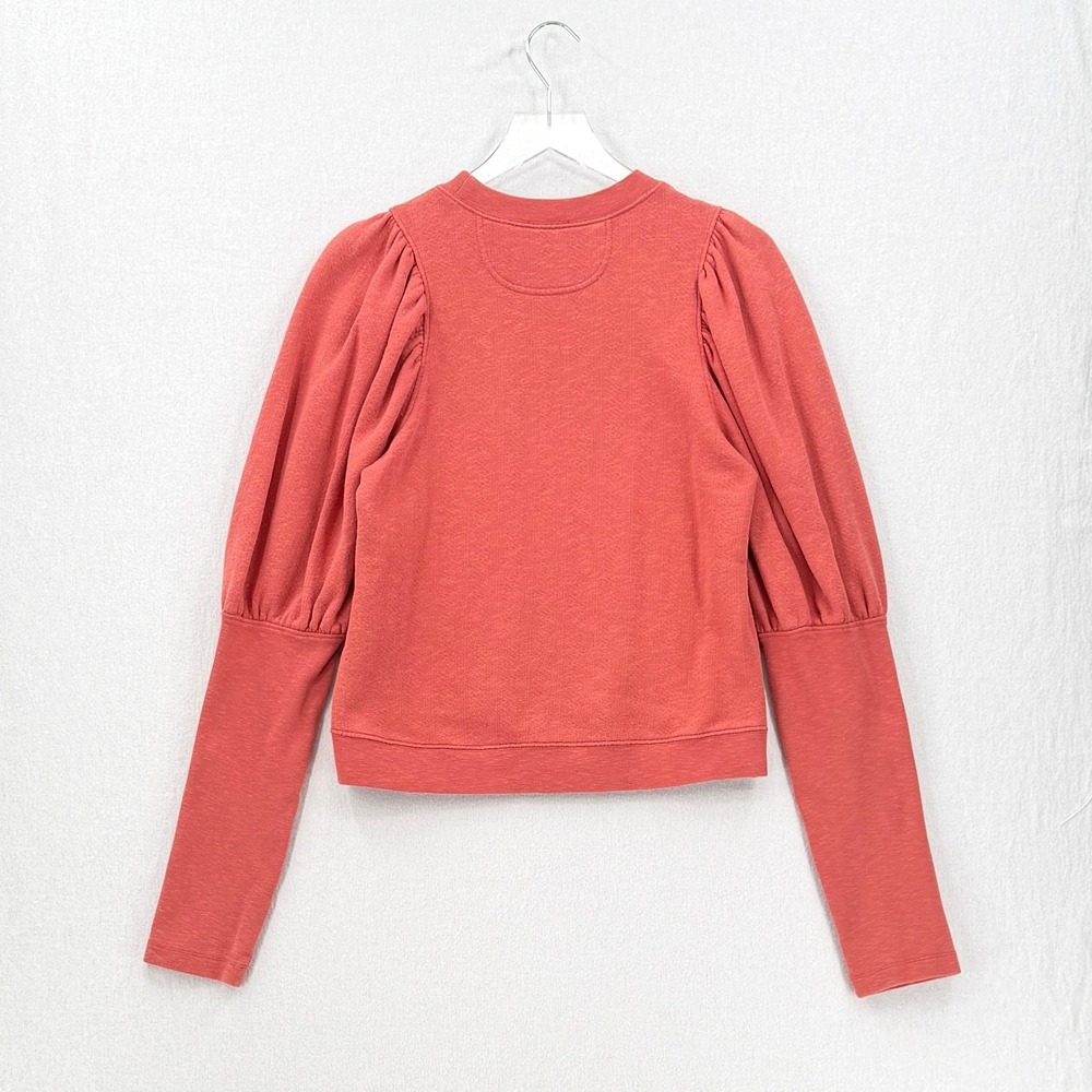 Ulla Johnson Sweatshirt Women Large Coral Pink Puff Sleeve Cotton Crewneck - Picture 4 of 12
